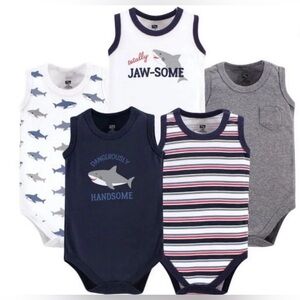 Hudson Baby Boy’s 5 Piece Tank Top Style Onesies 100% Cotton Size 6-9 Months NWT